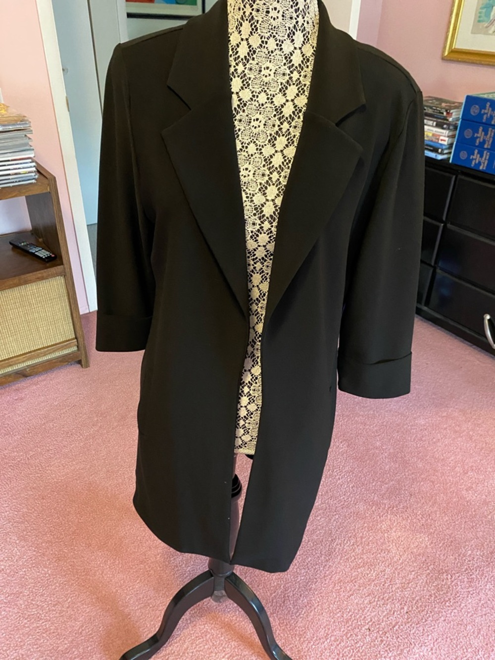 Joseph Ribkoff Black Longline Blazer with Cropped Sleeves perfect over a dress